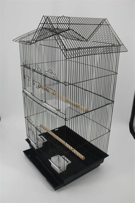 YES4PETS Medium Size Bird Cage Parrot Budgie Aviary with Perch - Black