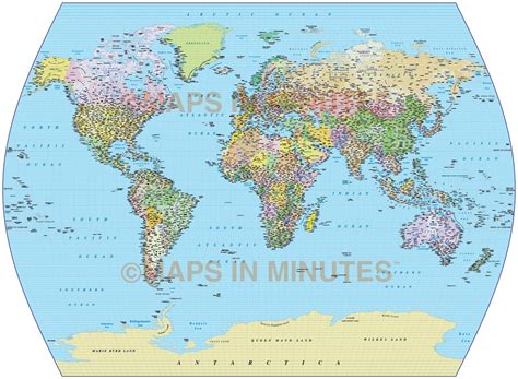 Vector World map Times Projection Political UK centric @10M scale in ...