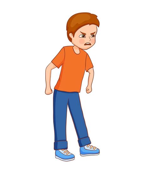 Angry boy isolated on white background. Vector flat cartoon ...