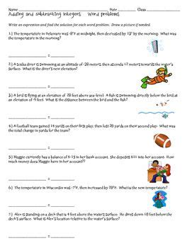 Adding and Subtracting Integer Word Problems in 2024 | Word problem ...