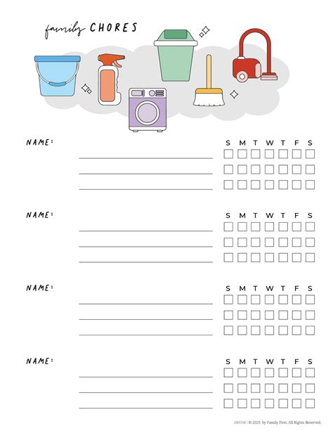 Free Family Chore Chart Template - Printable Form, Templates and Letter