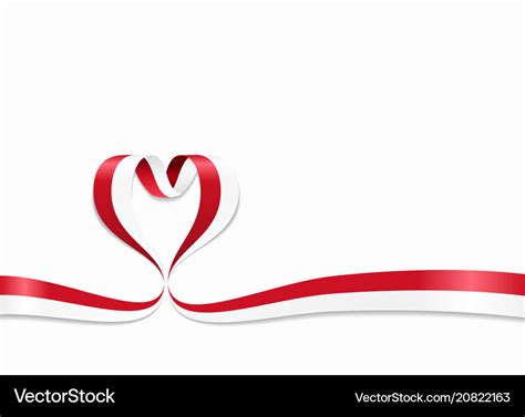 Indonesian flag heart-shaped ribbon Royalty Free Vector