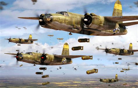 Wallpaper USA, Marauder, WWII, The bombing, B-26, Bombs, Tactical ...