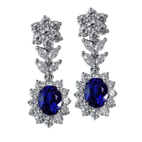 Vintage Style Diamond and Sapphire Earrings