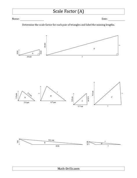 The Determine the Scale Factor Between Two Triangles and Determine the ...