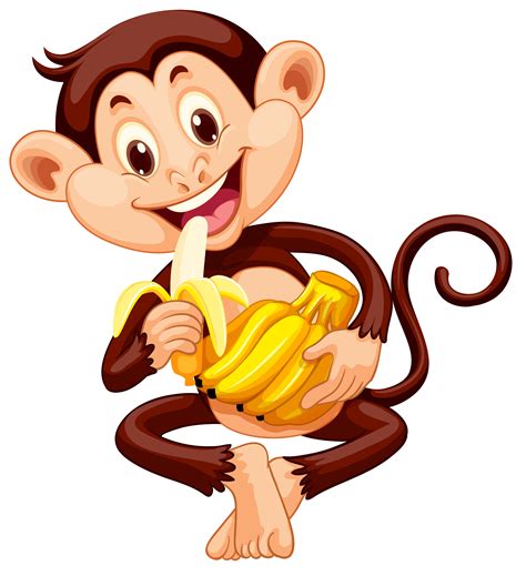 Little monkey eating banana 367742 Vector Art at Vecteezy