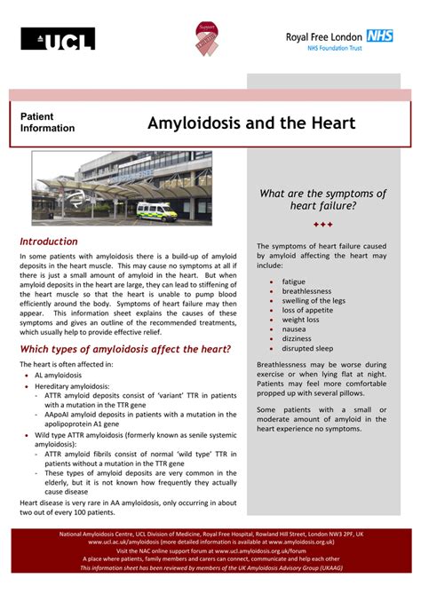 Amyloidosis and the Heart What are the symptoms of heart failure? Patient