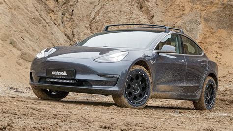 Tesla's Model 3 EV Sedan Looks Surprisingly Good Prepped for Off-Roading