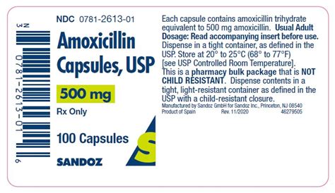 Amoxicillin 500 mg Capsule Bottle 100 - Merit Pharmaceutical