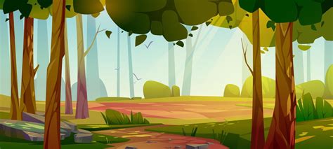 Cartoon forest background, nature landscape scene 14071200 Vector Art ...