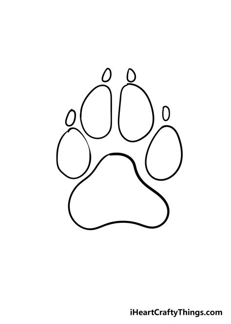 Dog Paw Drawing - How To Draw A Dog Paw Step By Step