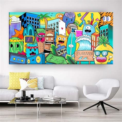 Large Graffiti Style Painting Street Art Canvas Art Print - Etsy