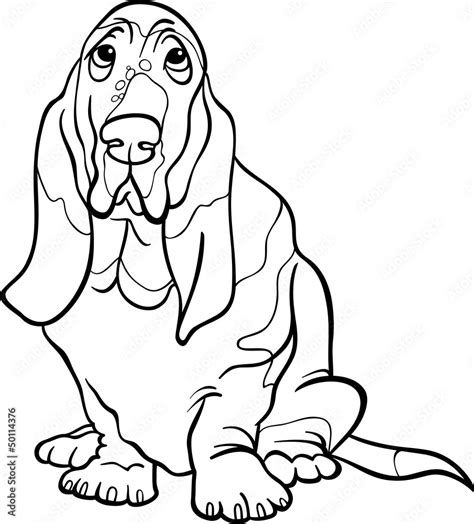 basset hound dog cartoon for coloring book Stock Vector | Adobe Stock