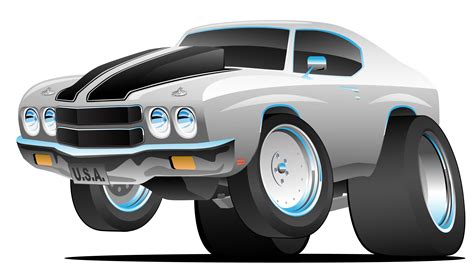 Classic Seventies Style American Muscle Car Cartoon Vector Illustration ...