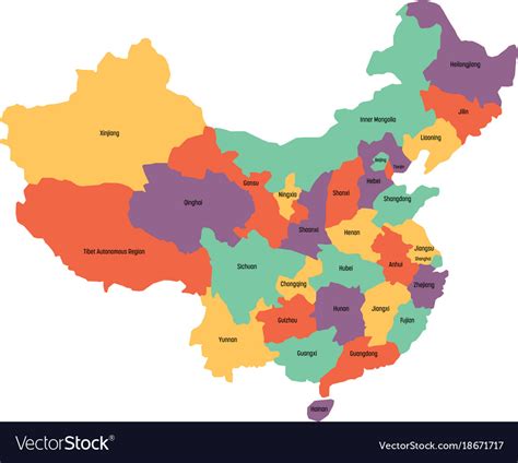 Map of administrative provinces china Royalty Free Vector