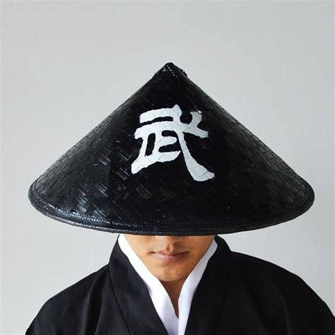 Cone Black Bamboo Japanese Hat Samurai Hat White Characters on - Etsy UK