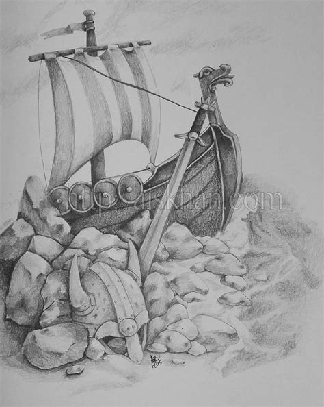 Viking Ship Drawing at PaintingValley.com | Explore collection of ...