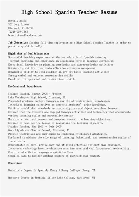 45++ Spanish teacher resume examples For Your Application