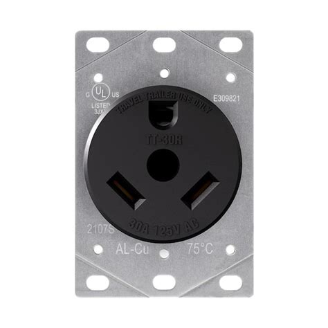 ELEGRP 30 Amp 120 Volt,NEMA TT-30R RV Flush Mount Power Outlet, Single ...