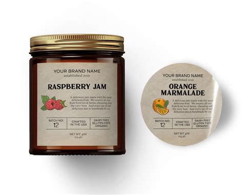 Editable Jam Label, Round Honey Label, Jam Label Printable, Mason Jar ...