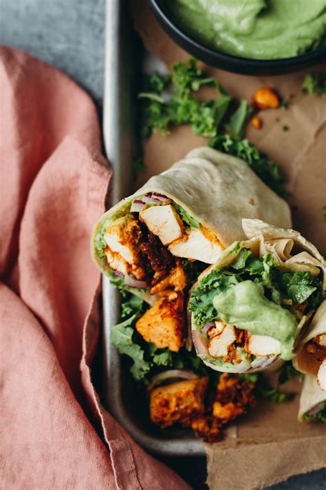 Vegan Spiced Tofu Wraps with Pesto Avocado Cream - Liv B.