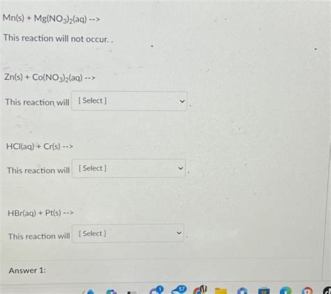 Solved Mn(s) + Mg(NO3)2(aq) --> This reaction will not | Chegg.com