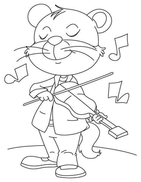 Crazy cat playing a violin coloring page | Download Free Crazy cat ...