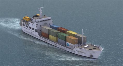 3d model of small cargo container ship