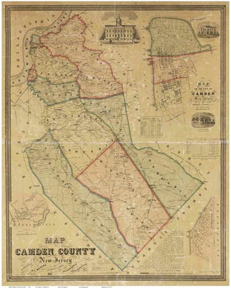 Camden County New Jersey 1857 - Old Map Reprint - OLD MAPS