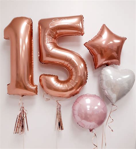 Inflated Rose Gold Birthday Balloon Numbers - Confetti Balloons