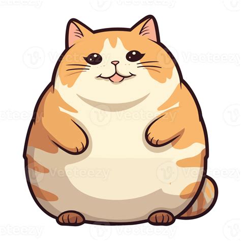 Cute fat cat sticker design, Funny crazy cartoon illustration 26721586 PNG