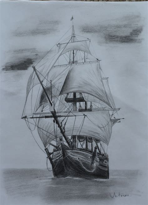 Realistic Pirate Ship Drawing at PaintingValley.com | Explore ...