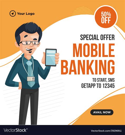 Banner design of mobile banking Royalty Free Vector Image