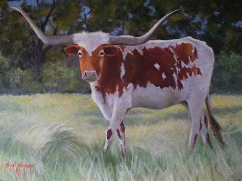 Texas Longhorn Cow Painting by Cheri Wollenberg - Fine Art America