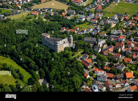 Aerial view, Wewelsburg, hill Castle in the district Wewelsburg town ...