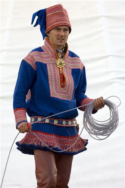 Man in Sami Norwegian national costume, Finnmark, North Norway