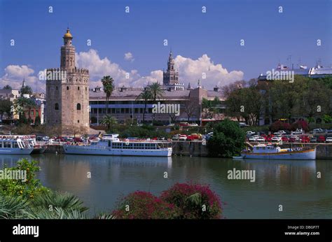 Torre del Oro and the River Guadalquiver, Seville, Andalucia, Spain ...