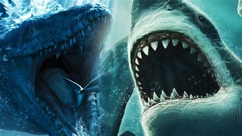 Giant Mosasaur Vs Megalodon