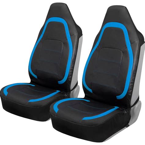 Motor Trend HighBack Faux Leather Car Seat Covers for Front Seats, Blue ...