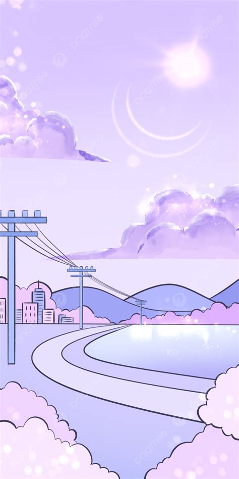 Suburban Landscape Cartoon Pink Purple Wallpaper Background Wallpaper ...