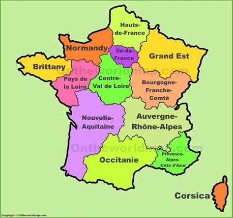 France Regions Map | New regions of France - Ontheworldmap.com