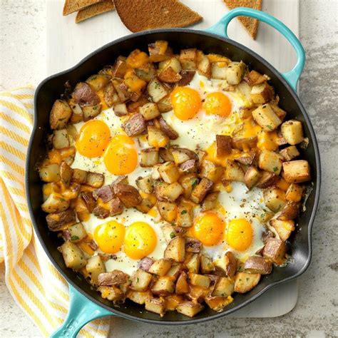 Baked Cheddar Eggs & Potatoes Recipe | Taste of Home