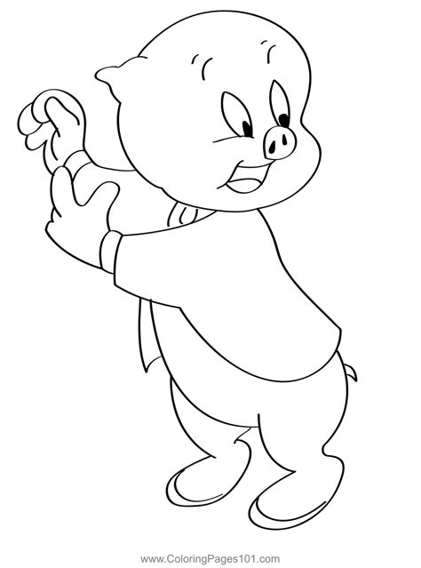 Dancing Porky Pig Coloring Page for Kids - Free Baby Looney Tunes ...