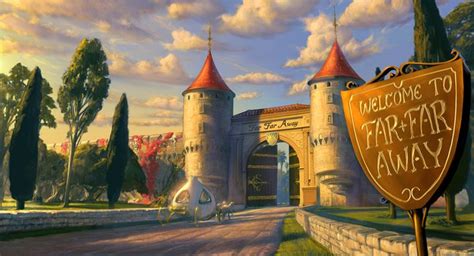 a painting of a castle with a sign that says welcome to fairy land away ...