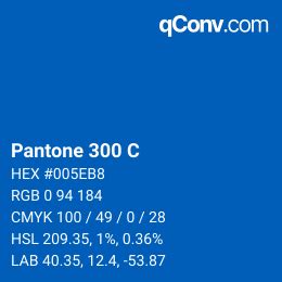 PANTONE 300 C color in detail complementary color shades