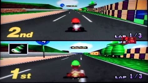 Mario Kart 64 Multiplayer Race at Luigi Raceway - YouTube