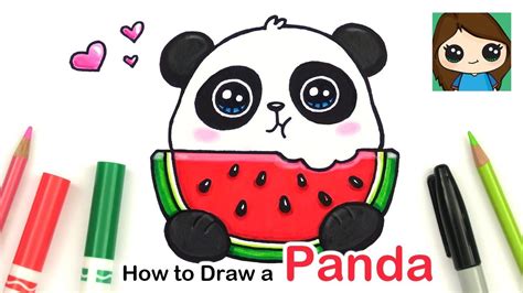 How to Draw a Panda Eating Watermelon Easy | Summer Art Series #6