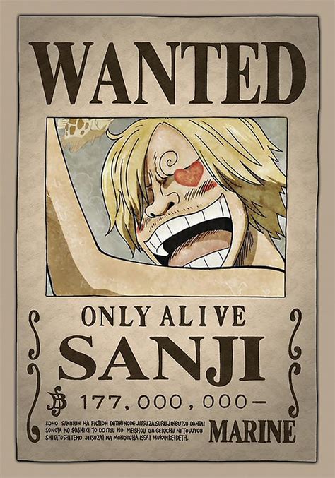 Sanji Wanted Poster – Tulisan