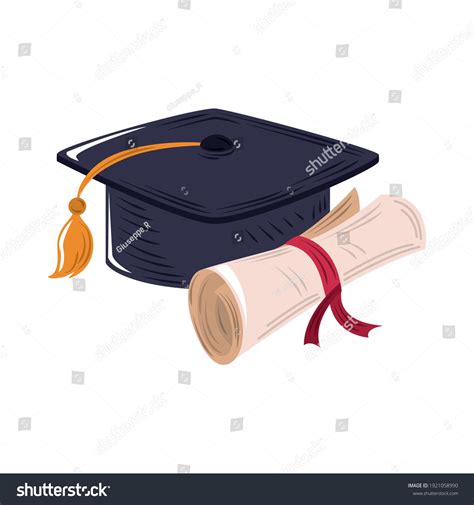 Graduation Hat Certificate Icon Flat Design Stock Vector (Royalty Free ...