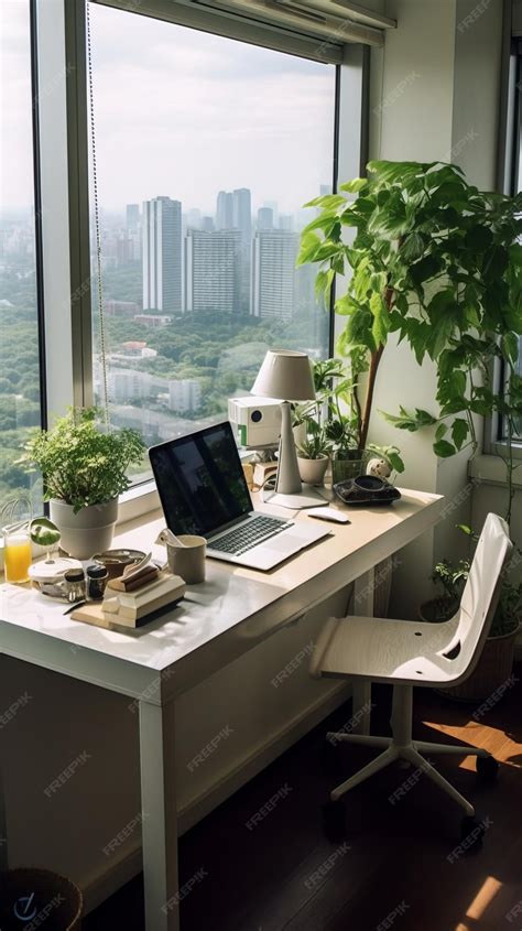 Premium AI Image | Modern Home Office with Abundant Natural Light